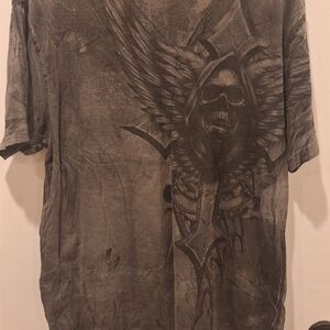 Extreme Couture Angel Of Death Men's Gray Graphic T-Shirt